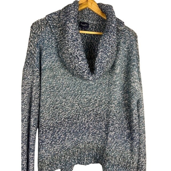 American Eagle Outfitters Cowl Neck Marled Knit Sweater Women Blue‎ M - Picture 2 of 13